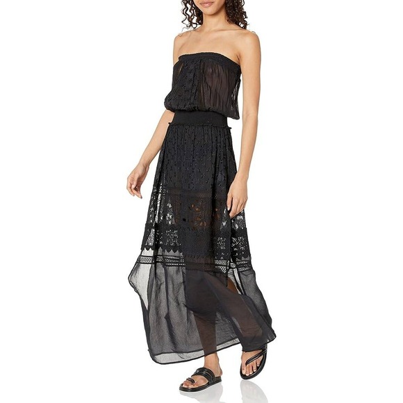 Ramy Brook Dresses & Skirts - Ramy Brook Lucia Dress Black Strapless Embroidered Eyelet Cotton Silk Sz M